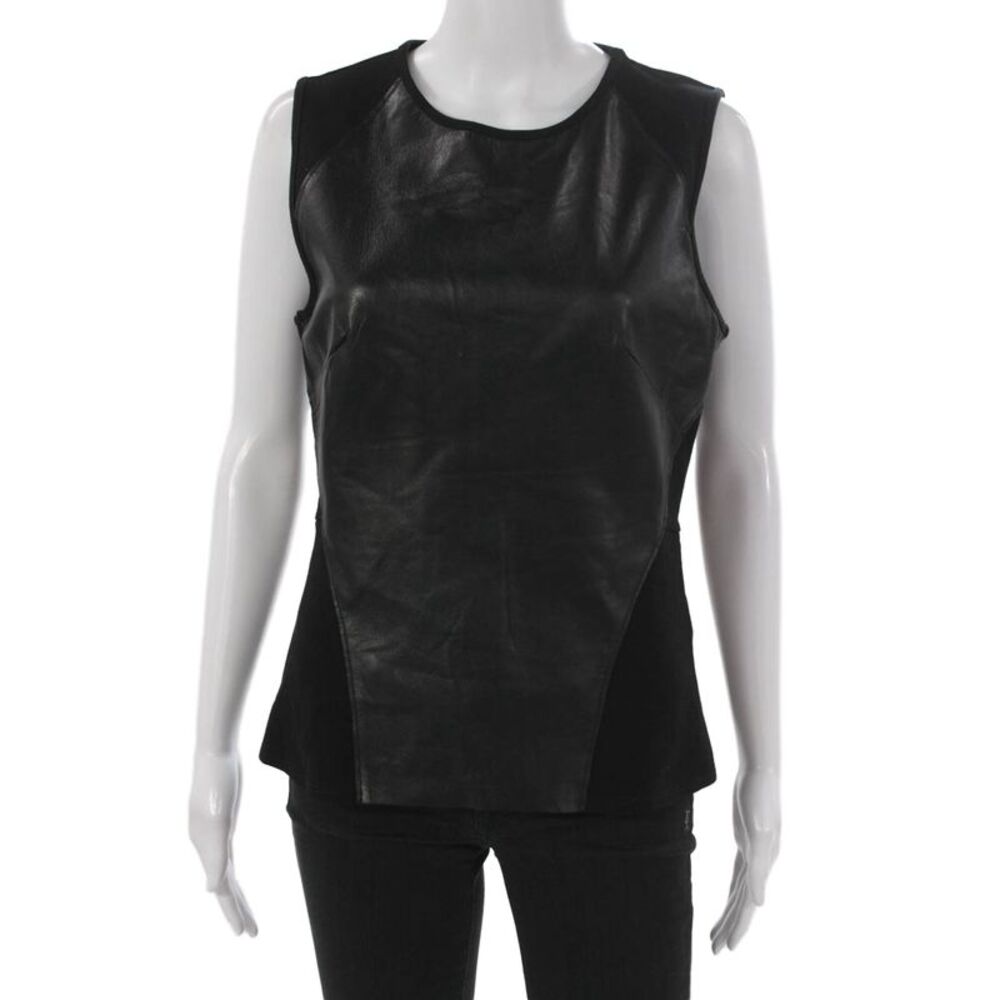 Graham & Spencer Womens Colorblock Rayon Sleeveless Round Neck Tank Black Size M